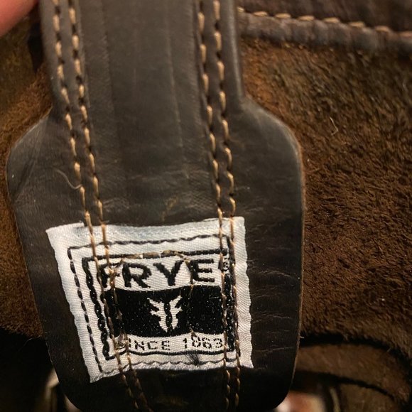 Frye Harness Brown Leather 8R Booties - Size 6 - Picture 9 of 10